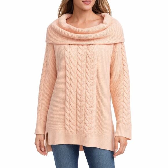 NWT Calvin Klein Cable Knit Cowl Neck Sweater Large - Picture 2 of 11